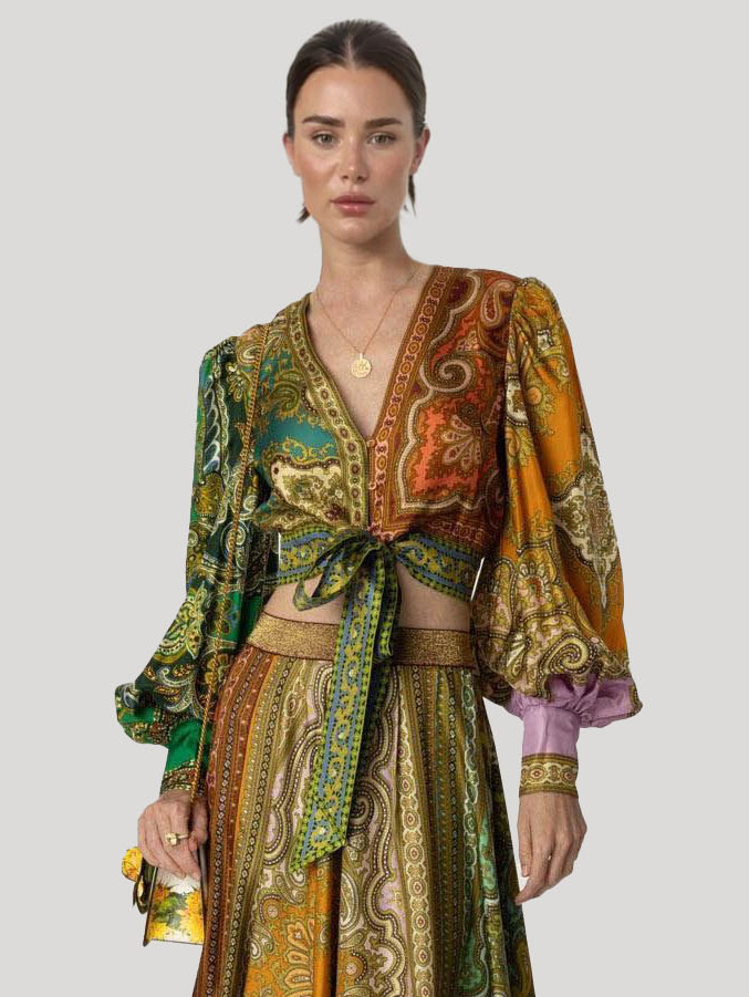 Printed Satin Two-Piece Set