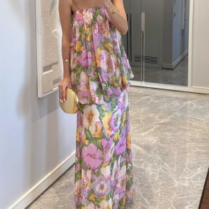 Floral Spaghetti Strap Two-Piece Set