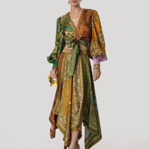 Printed Satin Two-Piece Set