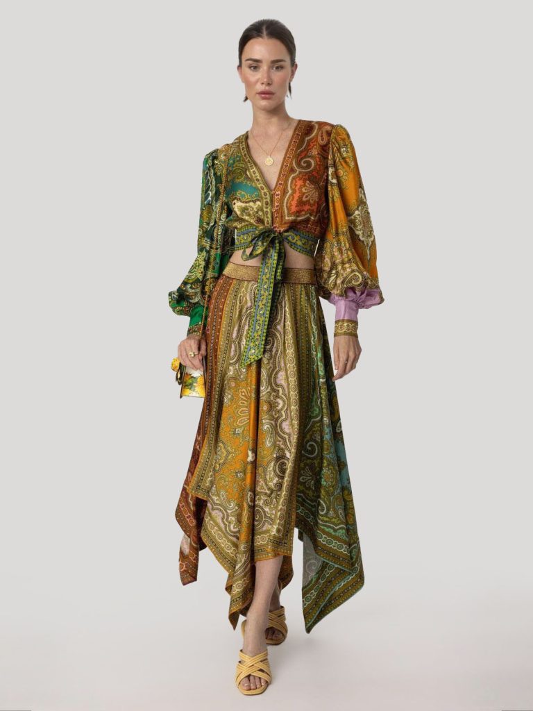 Printed Satin Two-Piece Set